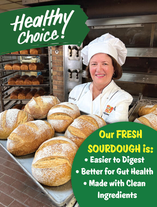 Poster design highlighting Stew Leonard's fresh-baked sourdough.